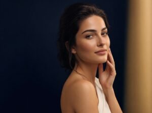 Revision rhinoplasty consultation - patient examining nose profile in mirror